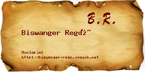 Biswanger Regő névjegykártya